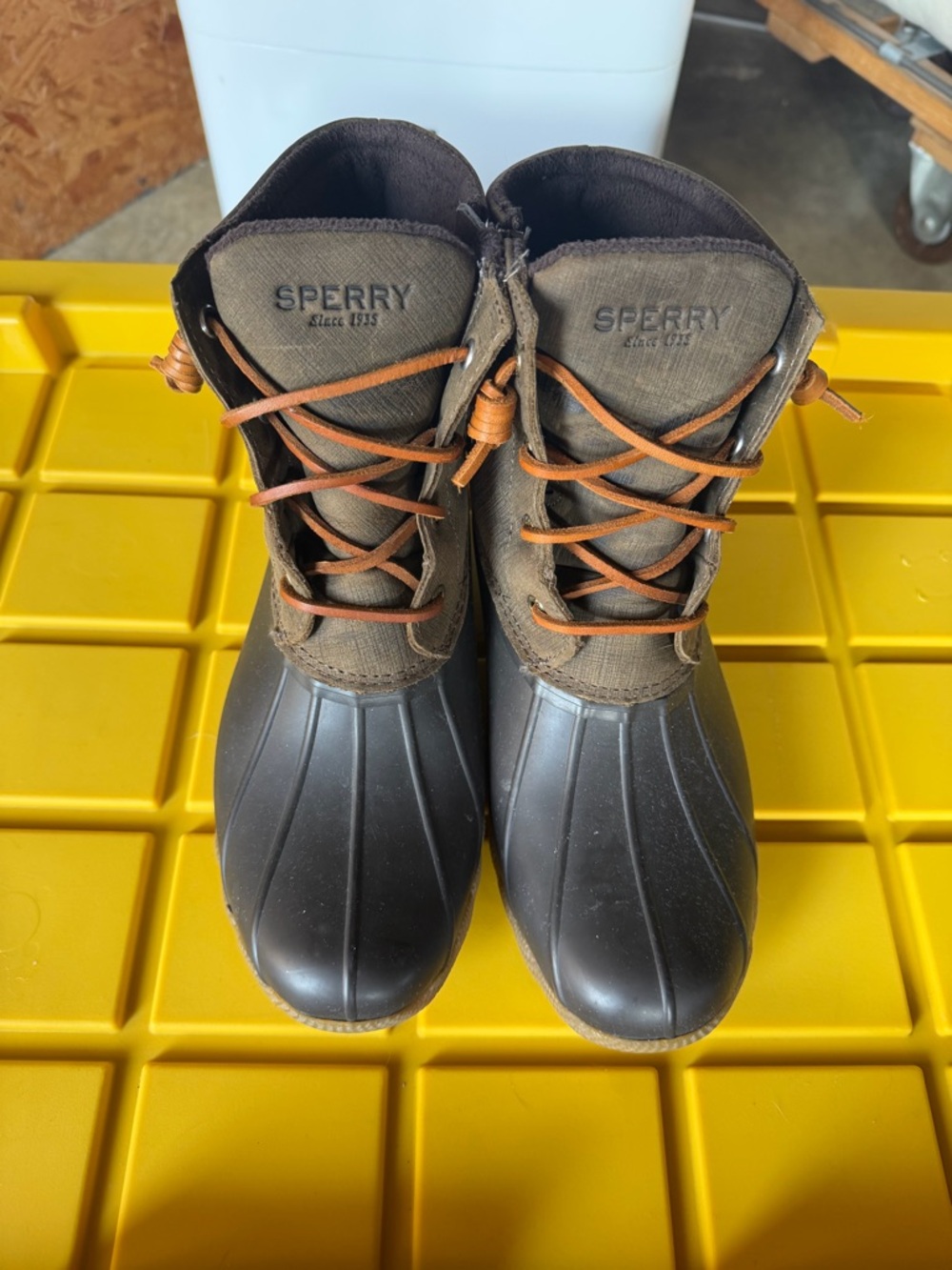 Sperry Duck Rain Boots - Brown with Black Rubber Toe
